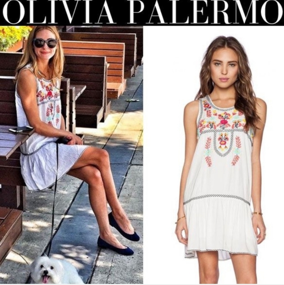 Lovers + Friends I Heart Embroiderd Babydoll Mini Sleeveless Dress Pockets S